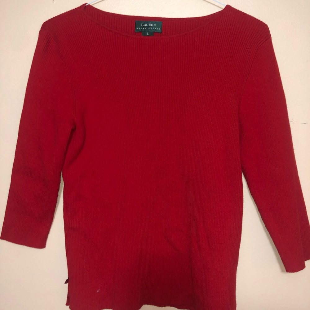 Ralph Lauren Red 3/4 Sleeve Sweater